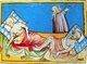 Germany / Europe: An illustration of the Black Death from the Toggenburg Bible (1411)